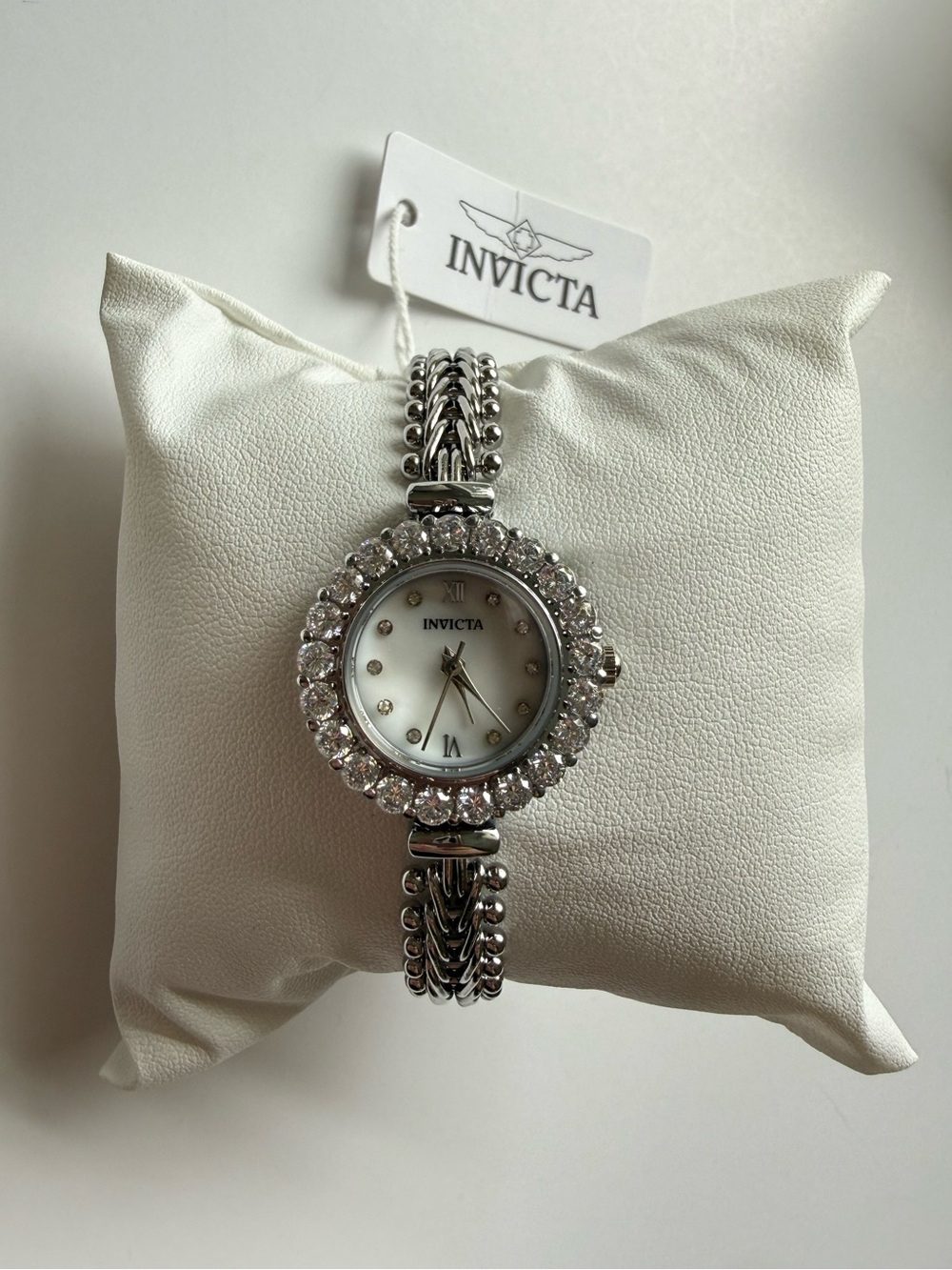 NEW Invicta Angel Lady Silver Tone Crystal Bezel 24.8mm Quartz Bracelet Watch - Picture 3 of 9